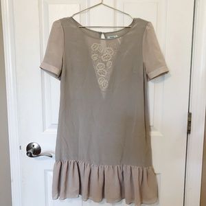 Kimchi Blue Nude/ Tan Ruffle Silk Tunic Dress